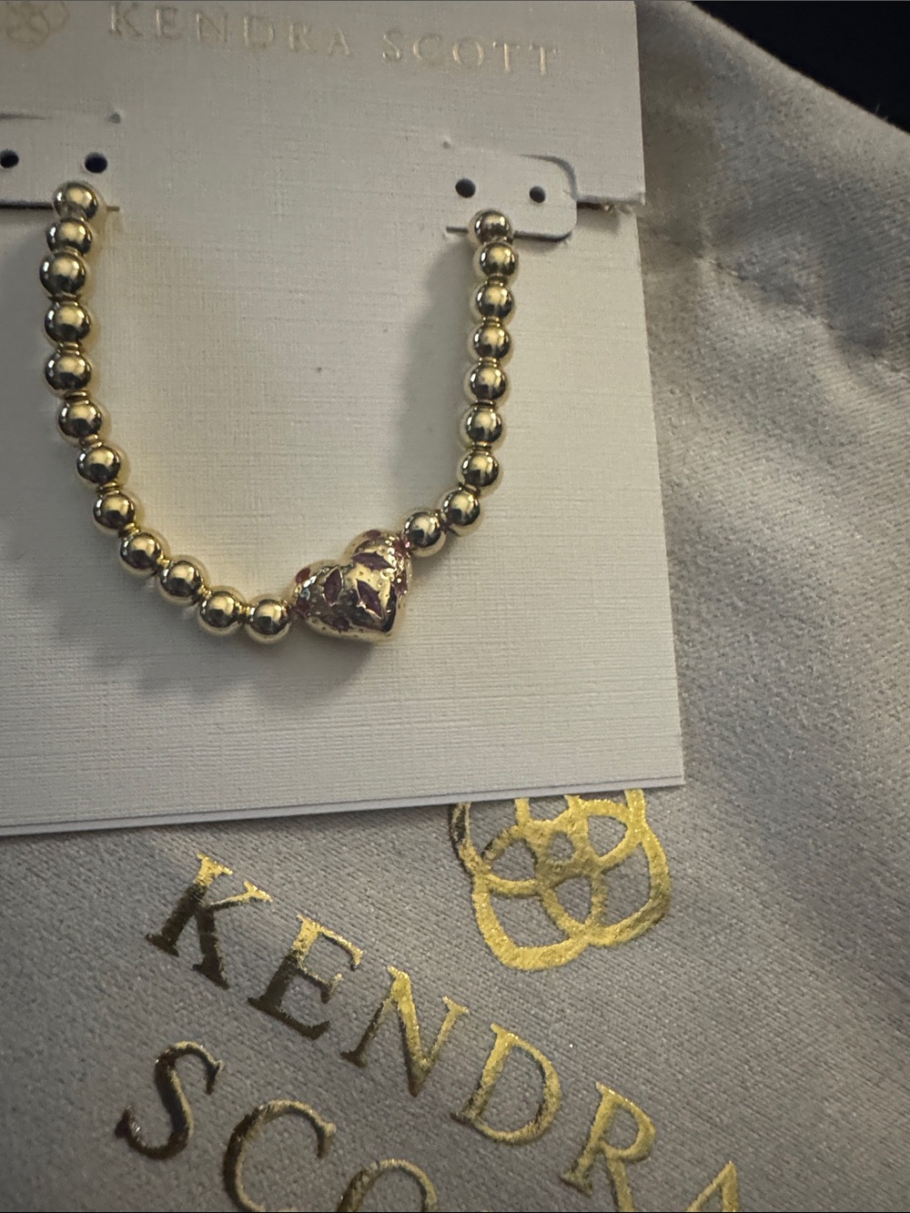 Kendra Scott Gold Beaded Bracelet with Heart Charm